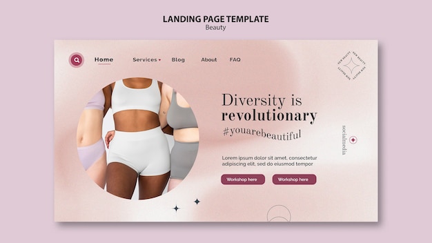 PSD minimalistische design-landingpage der beauty-vorlage