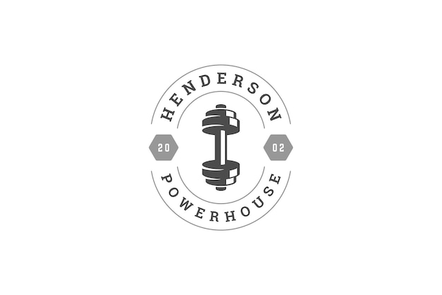 Minimalistische Fitness-Center-Logo-Design-Vorlage Hantel mit Platz für Text