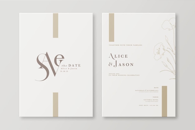 Minimalistische Hochzeitseinladungsschablone