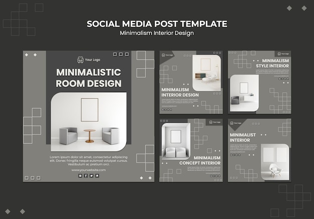 PSD minimalistische innenarchitektur social media post vorlage