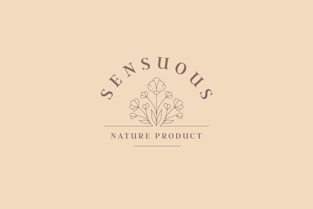 Minimalistische natürliche rustikale Blumen organische romantische dekorative Logo-Vorlage