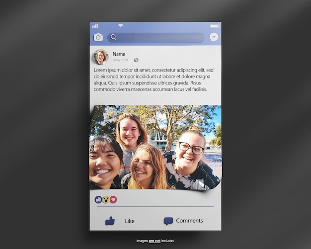 Minimalistischer facebook-postrahmen 3d-design-mockup