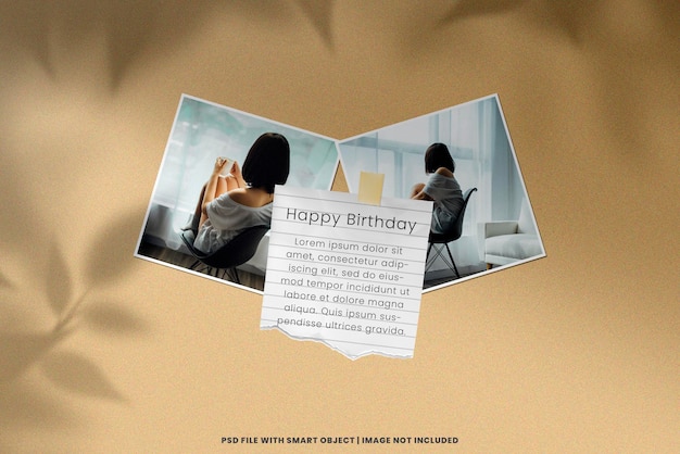 Minimalistischer happy birthday fotorahmen polaroid mockup premium psd