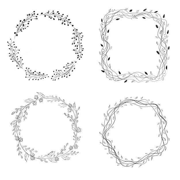 Minimalistischer kranz im quadrat und kreis