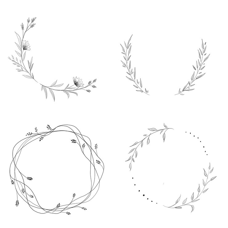 PSD minimalistischer kranz und linienrand