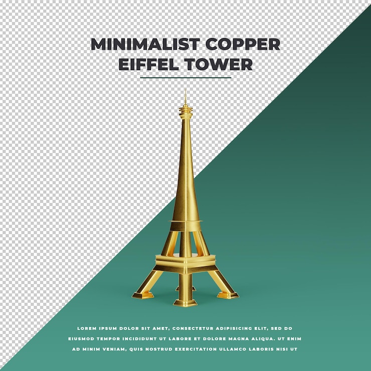 PSD minimalistischer kupferner eiffelturm