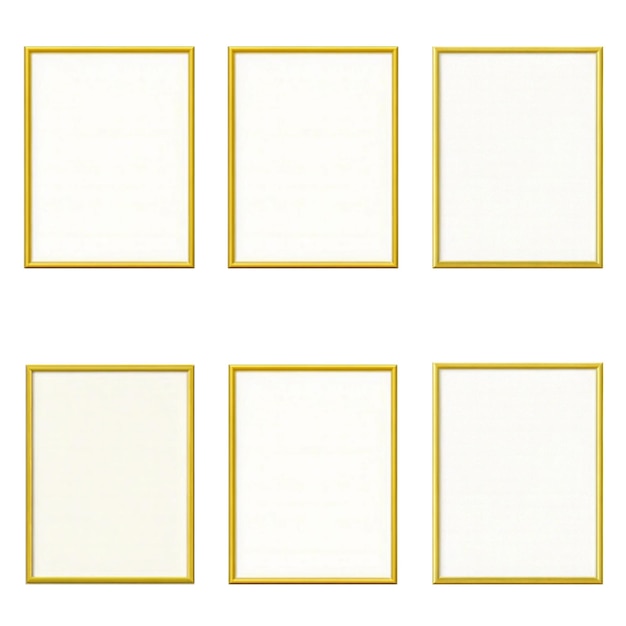 Minimalistischer Mockup-Set mit goldenem Rahmen und leerer Wandkunst