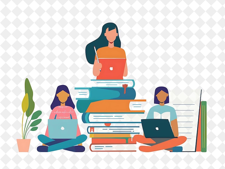 PSD minimalistischer schriftsteller mit schriftzeichen schreiben und bearbeiten von texten png menschen in der täglichen arbeit illustration
