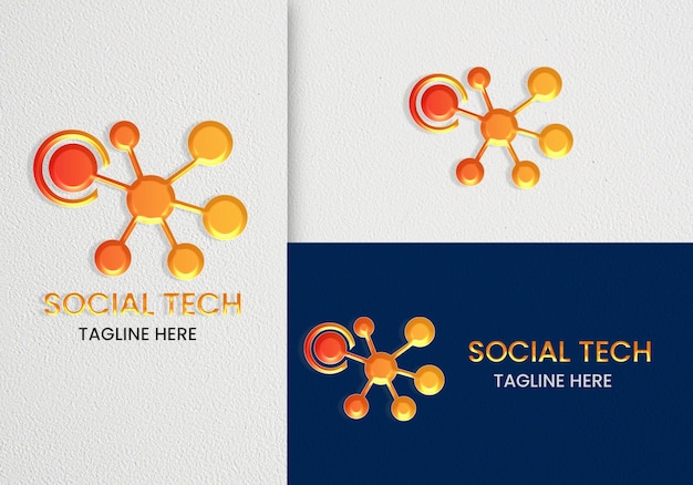 minimalistisches elegantes Logo-Mockup mit Line Art Premium PSD