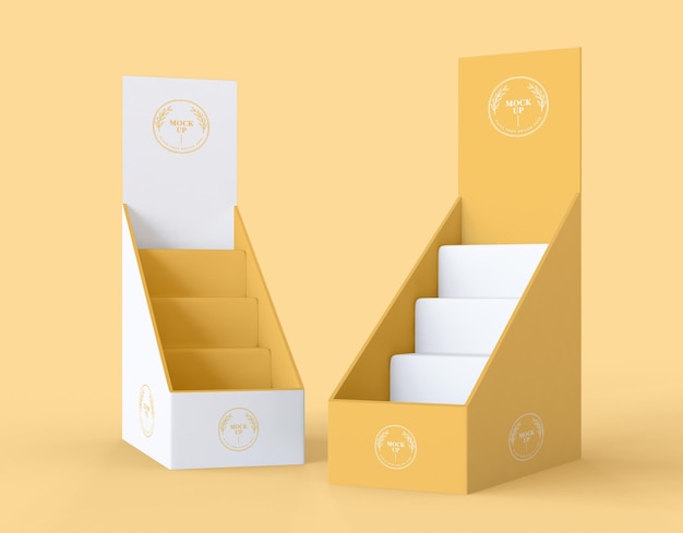 Minimalistisches gelbes Aussteller-Modell der Vorderansicht