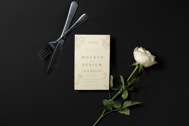 Minimalistisches Hochzeitsmenü-Design-Mock-up