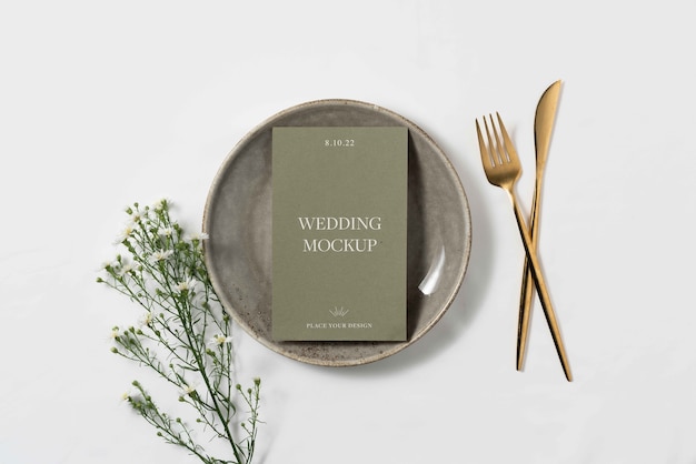 PSD minimalistisches hochzeitsmenü-mockup-design