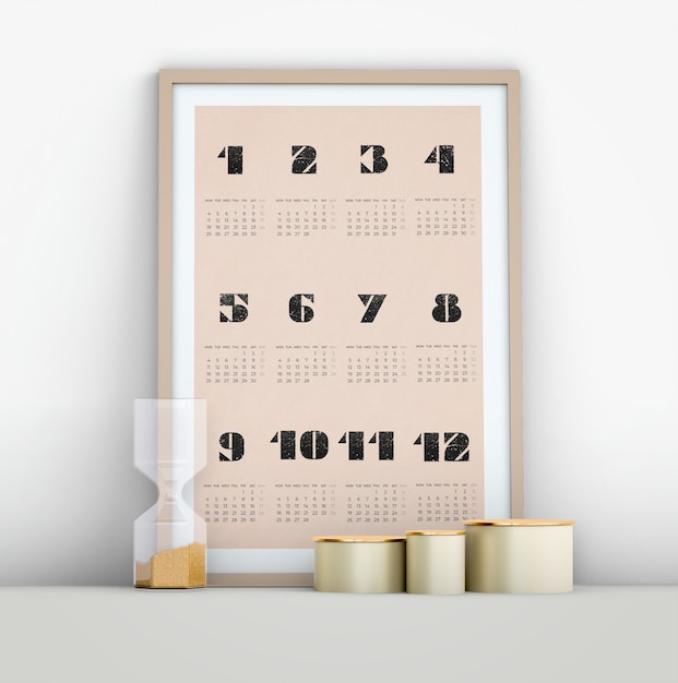 Minimalistisches Kalendermodell mit Sanduhr