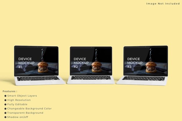 PSD minimalistisches laptop-bildschirmmodell mit pastellfarbenem hintergrund