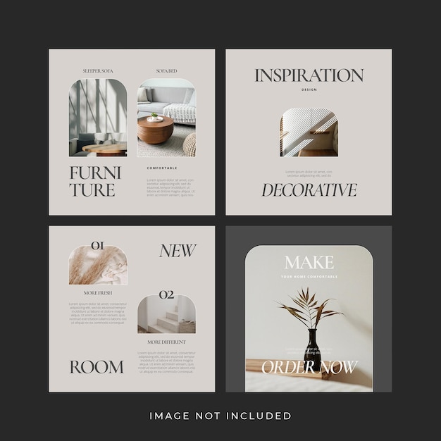 Minimalistisches modernes Interieur Instagram-Post-Banner-Set
