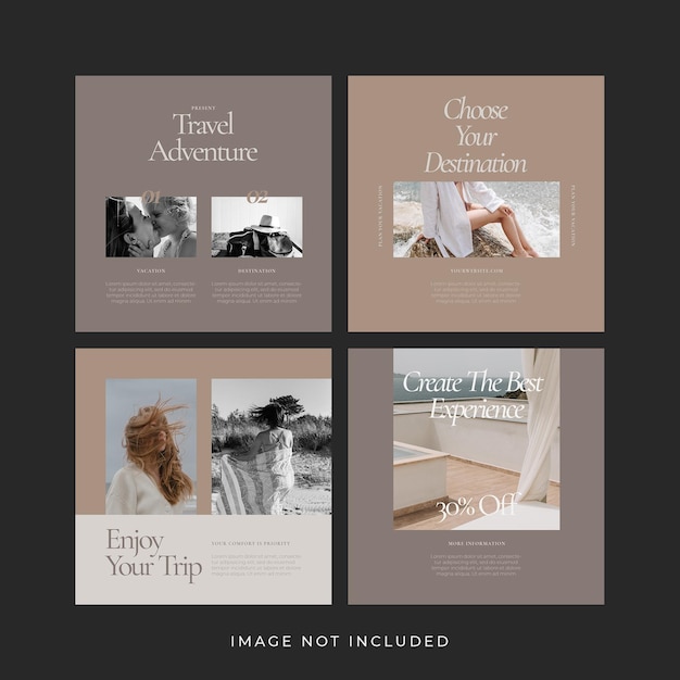 Minimalistisches modernes Reise-Instagram-Post-Banner-Set