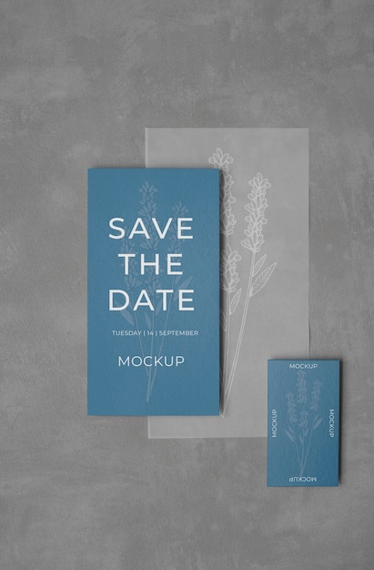 PSD minimalistisches save the date stationäres mockup