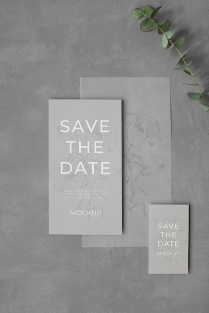 Minimalistisches Save the Date stationäres Mockup