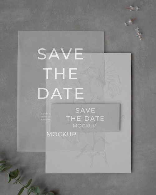 PSD minimalistisches save the date stationäres mockup