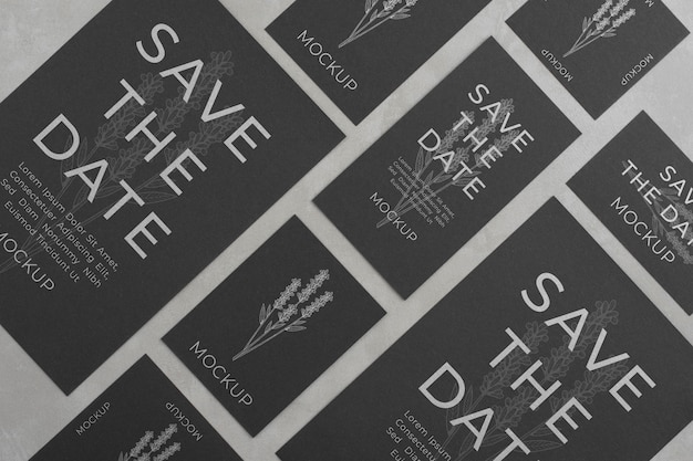 PSD minimalistisches save the date stationäres mockup