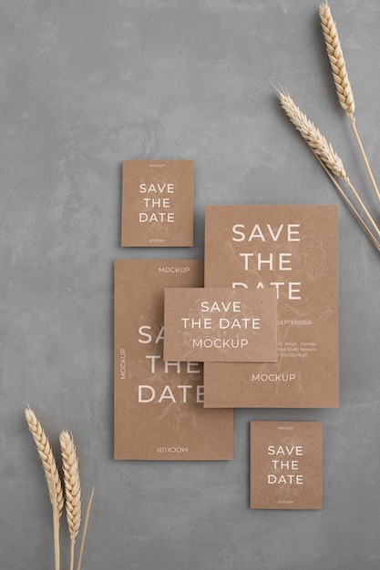 Minimalistisches save the date stationäres mockup