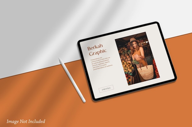 Minimalistisches tablet-bildschirmmodell premium psd