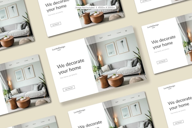 Minimalistisches und modernes Website-Mockup auf dem Desktop-Bildschirm