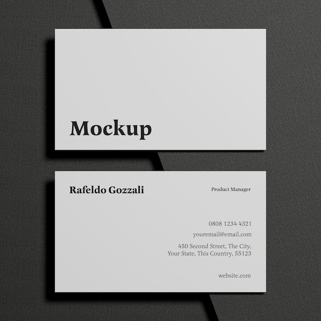 Minimalistisches Visitenkarten-Mockup mit dunklem Stoffhintergrund