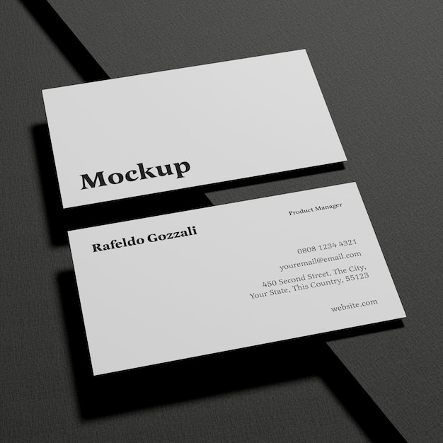Minimalistisches Visitenkarten-Mockup mit dunklem Stoffhintergrund