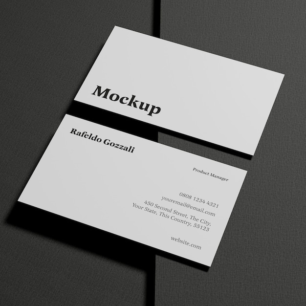Minimalistisches Visitenkarten-Mockup mit dunklem Stoffhintergrund