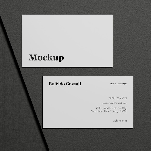 Minimalistisches Visitenkarten-Mockup mit dunklem Stoffhintergrund