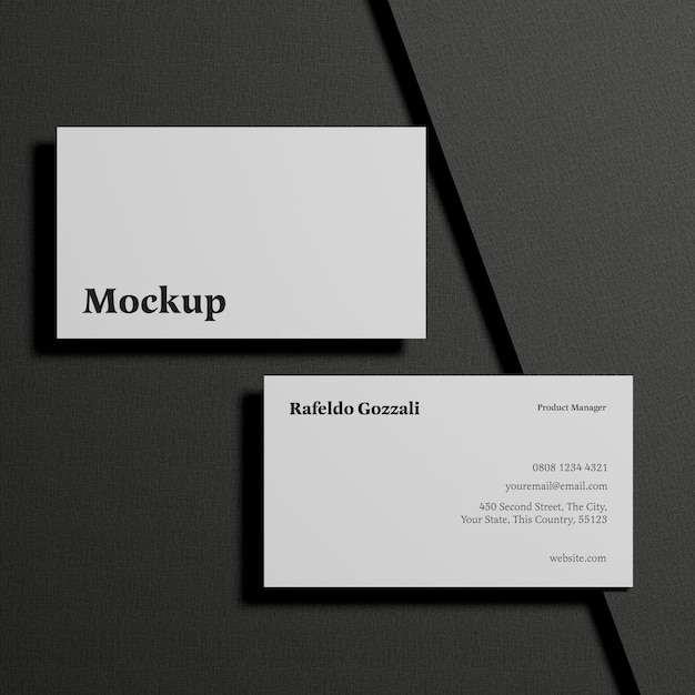 Minimalistisches Visitenkarten-Mockup mit dunklem Stoffhintergrund