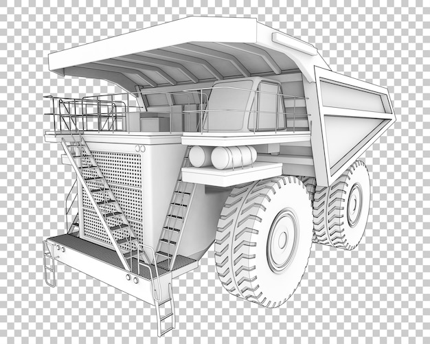 Mining truck on transparent background 3d rendering illustration