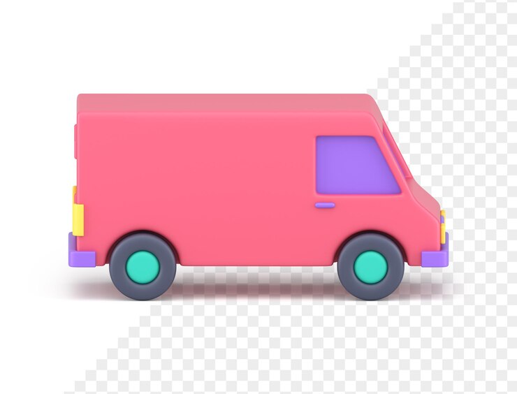PSD minivan carga envío automóvil transporte logística distribución camión 3d icono