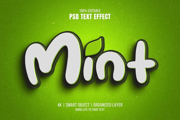 Minze editierbarer Texteffekt