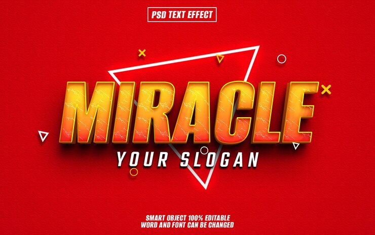 PSD miracle text effect font tipografia modificabile testo 3d