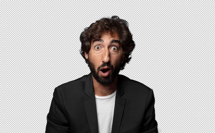 PSD mirando muy sorprendido o sorprendido mirando con la boca abierta diciendo wow