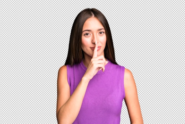 Mirando serio y cruzado con el dedo presionado a los labios exigiendo silencio o silencio manteniendo un secreto