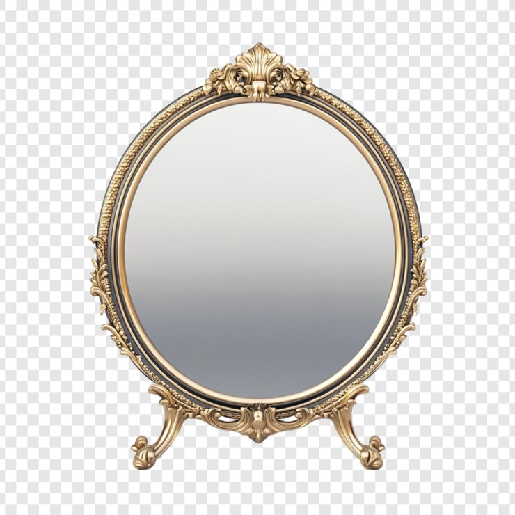PSD miroir ovale orné d'or décoration de maison de design élégant