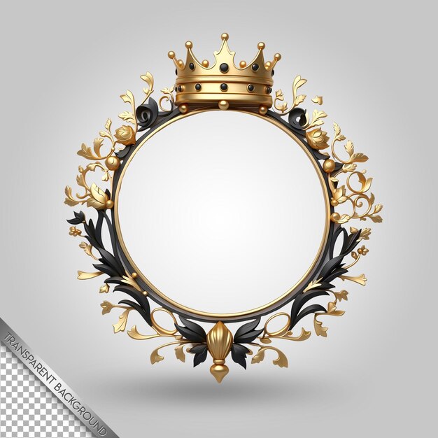 PSD un miroir rond avec une couronne et une couronne d'or