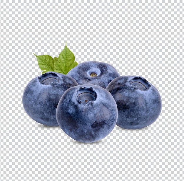 Mirtilos frescos com folhas isoladas Premium PSD