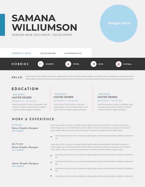 PSD mise en page minimaliste du curriculum vitae