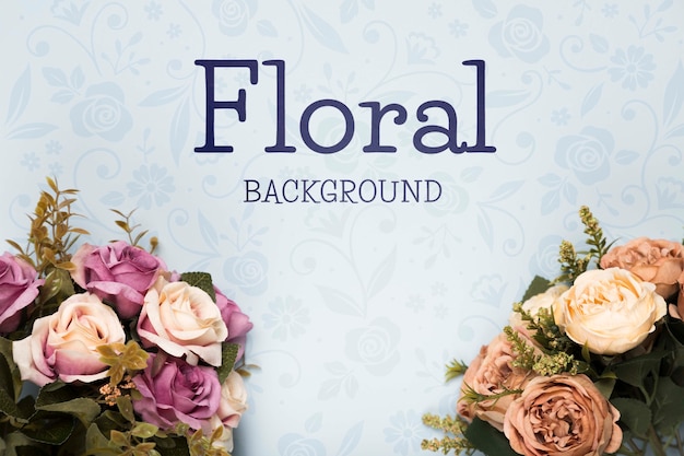 Mise à plat de bouquets de roses de printemps
