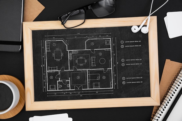 PSD mise à plat de la maquette du concept de bureau