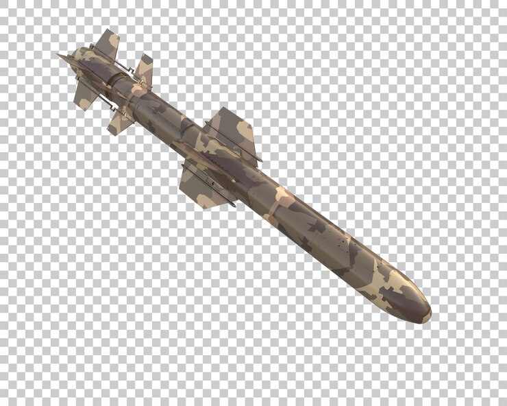 PSD el misil aislado en el fondo de la ilustración de renderización 3d