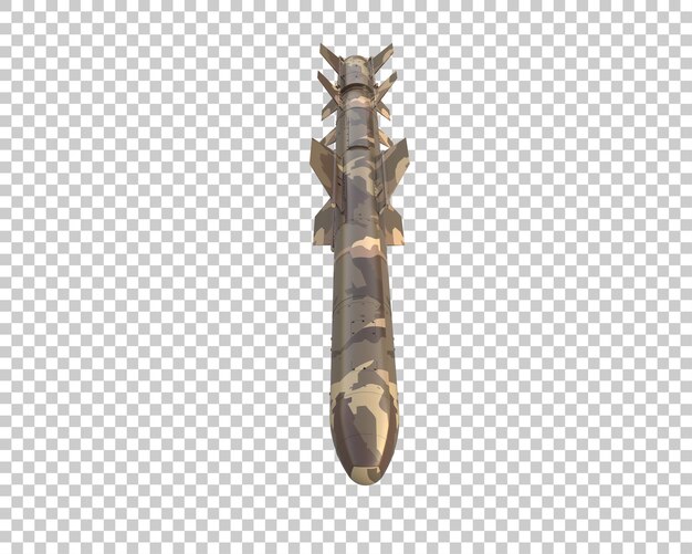 El misil aislado en el fondo de la ilustración de renderización 3D
