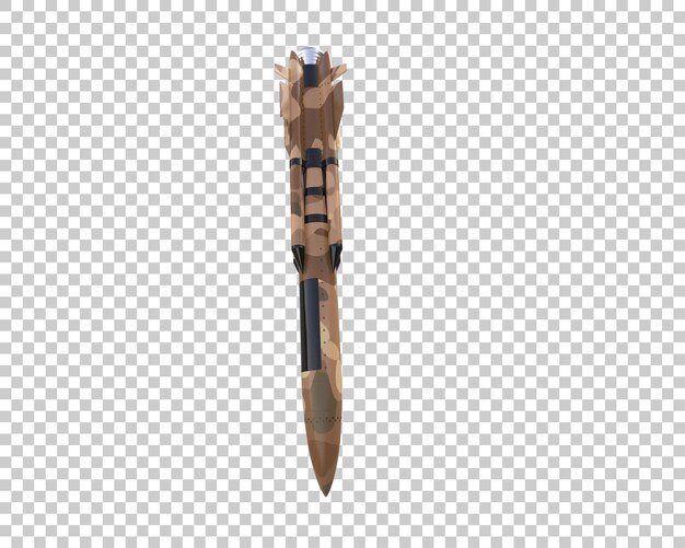 El misil aislado en el fondo de la ilustración de renderización 3D