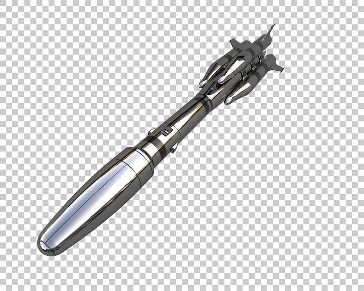 PSD el misil aislado en el fondo de la ilustración de renderización 3d