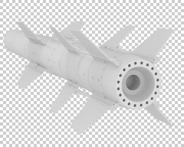 Misil en la ilustración de renderizado 3d de fondo transparente