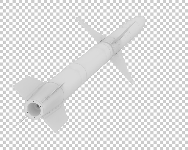 Misil en la ilustración de renderizado 3d de fondo transparente